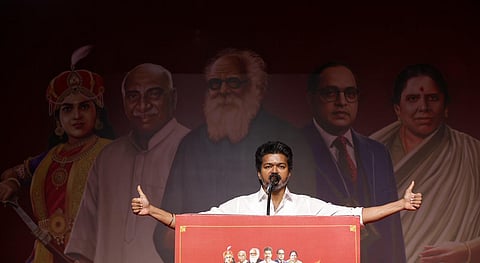 TVK president Vijay during their partys Special General body meeting held at Mahabalipuram on Tuesday, November 5, 2025.