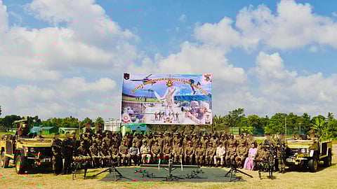 Lieutenant General Tiwari lays foundation stone of Lachit Borphukan Military Station at Dhubri. 