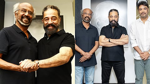 Rajinikanth and Kamal Haasan (L) with Sundar C (R)