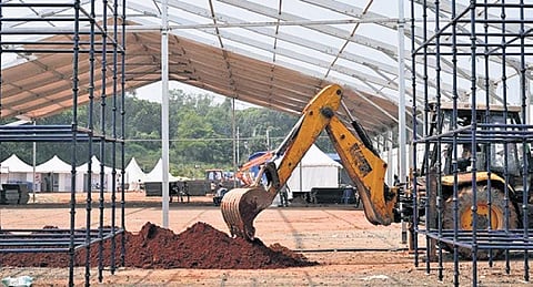 Arrangements in full swing at Andhra University Engineering Grounds for CIIs Partnership Summit to be held in Visakhapatnam on November 14 and 15.