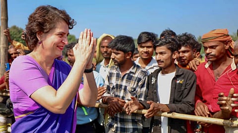 LoP in the Lok Sabha and Congress leader Rahul Gandhi addresses a public rally for the Bihar Assembly polls, in Purnia, Bihar, Nov. 6, 2025.