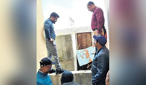 North City Corporation Commissioner Pommala Sunil Kumar (left) during an inspection on Wednesday.