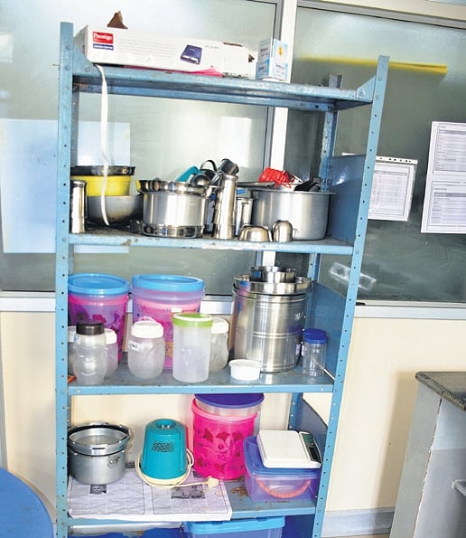 Empty food containers at Mysuru’s Cheluvamba Hospital.