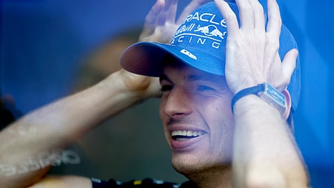 Red Bull Racing's Dutch driver Max Verstappen smiles during the media day ahead of the Sao Paulo Formula One Grand Prix at the Jose Carlos Pace racetrack, aka Interlagos, in Sao Paulo, Brazil on November 6, 2025.