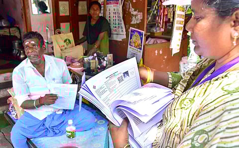 Officials involving special intensive revision process in Tiruchy. A staggering 97.4 lakh voters in the state were purged in the aftermath of the poll cleansing exercise