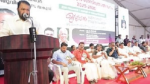 General Education Minister V Sivankutty speaking at the State School Science Festival 2025 in Palakkad on Friday