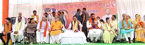 Chhattisgarh CM Vishnu Deo Sai campaigning for Jay Dholakia, the BJP candidate for the upcoming Nuapada bypoll.