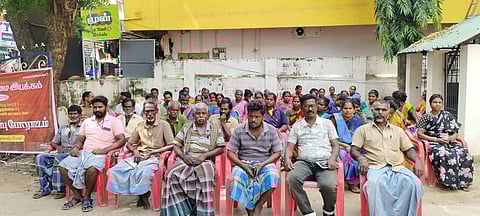 Sanitation workers began their sit-in protest at the Sirkazhi municipality office on Thursday 