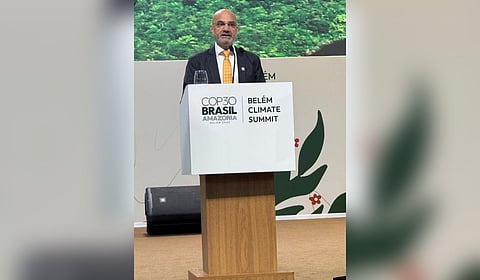 India’s Ambassador to Brazil, Dinesh Bhatia, speaking at the COP30 Leaders’ Summit.