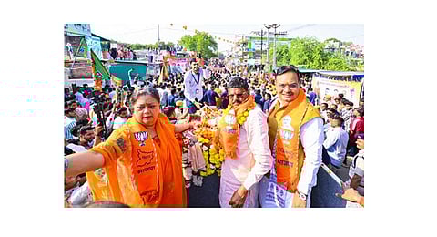 Jaipur Diary | Raje’s roadshow with CM Bhajanlal in Anta