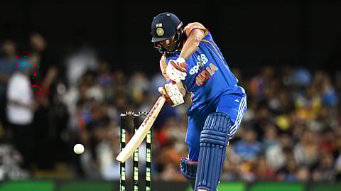 Shubman Gill bats during the T20 international between India and Australia in Brisbane, Australia, Saturday, Nov.8, 2025.