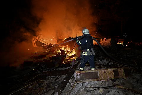 A Naftogaz gas extraction facility is seen destroyed by a Russian strike in Ukraine, on Tuesday, Nov. 18, 2025. 