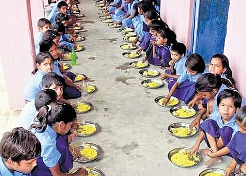 Meals in government and aided schools are provided by Manna Trust, an NGO working in partnership with the state government.