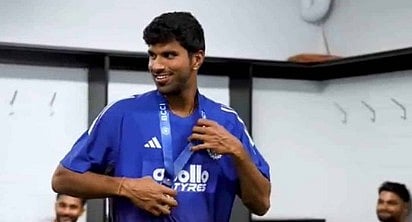 Sundar was all smiles as team operations manager Rahil Khaja presented him with the award.