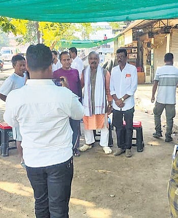Locals clicking photos with Congress leader Suresh Routray in Nuapada.