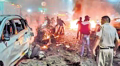 The blast site near Red Fort in New Delhi. (Photo | Sayantan Ghosh)