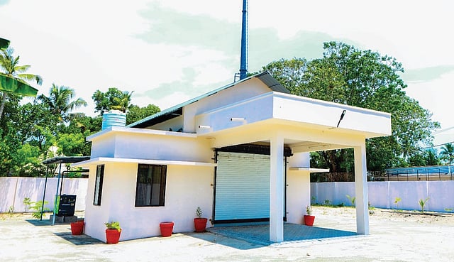 The crematorium, auditorium and garden developed by Punnapra south panchayat in Adhyapadam.