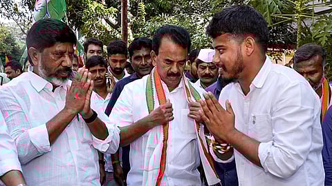 Deputy Chief Minister Mallu Bhatti Vikramarka campaigns in support of Congress Party candidate Naveen Yadav, with Minister Jupally Krishna Rao taking part Moti Nagar, Jubilee Hills constituency.