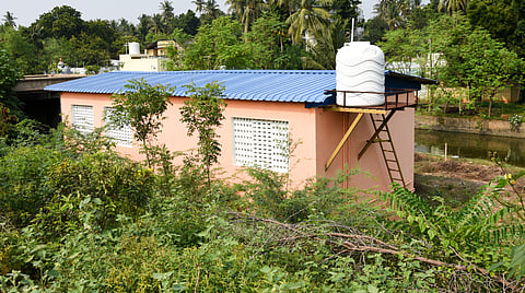A building constructed for funeral rites, two years ago in
Sembada Theru in Srirangam remains unused in Tiruchy 