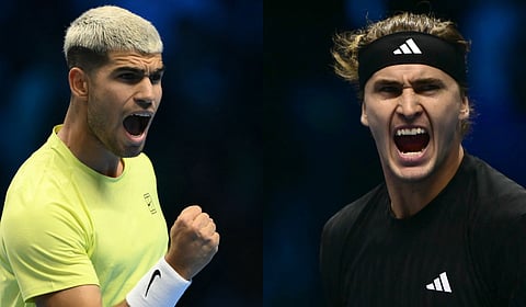Carlos Alcaraz (L) and Alexander Zverev