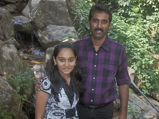 A photo from Mrithula's first trip with her family 