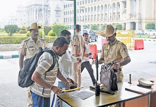 Security checks at KSR Railway Station.