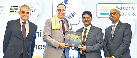 Saxony minister Dirk Panter (second from left) and MSME Additional Chief Secretary Atul Anand at the Tamil Nadu-Saxony Business Conclave on Tuesday 