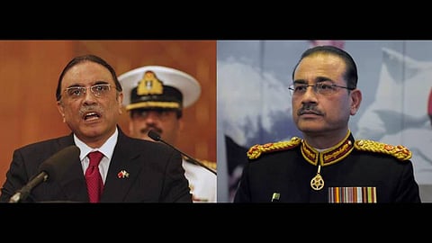Pakistani President Asif Ali Zardari (L), army chief Asim Munir.