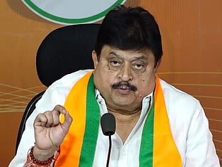 BJP state chief N Ramchander Rao speaks during a press meet at Hyderabad.