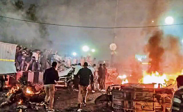 The aftermath of the November 10 Delhi attack in front of Gate 1 of the Red Fort metro station