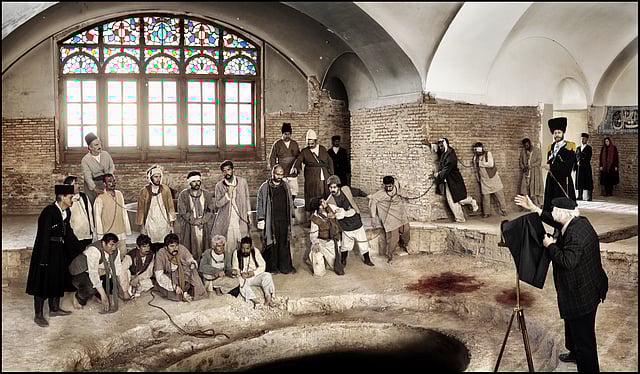 'Jahangir Khan Sure-e Esrafil, Nasrollah Malek-al-Motekallemin, Bbagh-e-Shah, Tehran, 24 June 1908', from 'By an Eyewitness Series (2012)' by Azadeh Akhlaghi