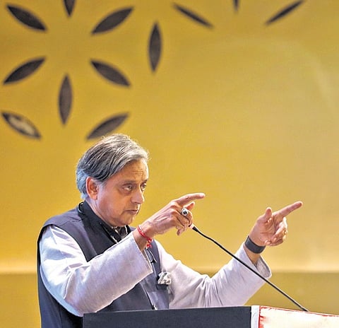 Congress MP Shashi Tharoor delivers the first Jyoti Komireddy Memorial Lecture on Thursday 