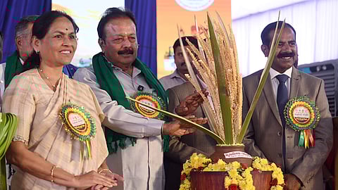 Agriculture Minister Cheluvarayaswamy and Bengaluru North MP Shobha Karandlaje inaugurated the four day Krishi Mela 2025 in Bengaluru along with Vice Chancellor SV Suresh and Agriculture Department Secretary Selva Kumar  at GKVK Campus.
