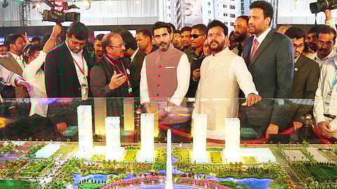 IT minister Nara Lokesh visiting the Andhra Pavillion set up at the 30th CII Partnership Summit held in Visakhapatnam on Friday. 