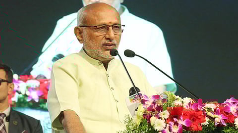 Vice President CP Radhakrishnan speaking at the 30th CII Partnership Summit in Visakhapatnam on Friday. 