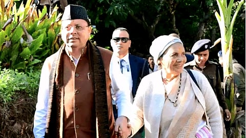 Uttarakhand Chief Minister Pushkar Singh Dhami, accompanied by his mother, visits his ancestral village, Dandi-Barmo, in Pithoragarh.