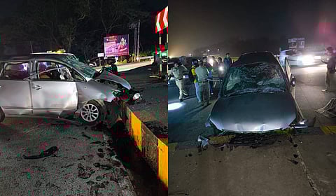 The wrecked vehicle that carried the passengers involved in the B.C. Road accident.