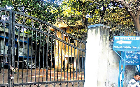 The ESI dispensary at Goshamahal was locked on Sunday.