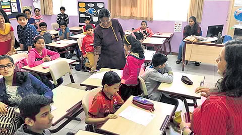 The Kannada Mitraru team conducts Kannada classes for NRI children at  the Kannada Paatashale in Dubai.