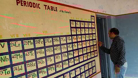 Racharla Narender, Biology teacher, who has redefined classroom learning through his unique concept of visual education at ZPHS Gorita.
