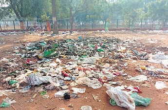 Heaps of garbage are lying scattered all around the lower Balijatra fairground in Cuttack 