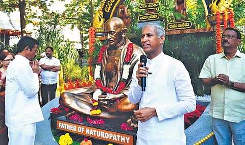 The 8th National Naturopathy Day was observed at Dr Manthena Satyanarayana Raju Arogyalayam, Amaravati.