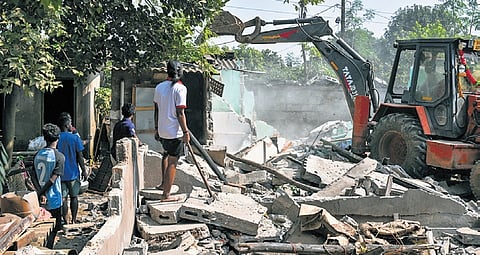 The mass eviction drive underway at Salia Sahi in Bhubaneswar 