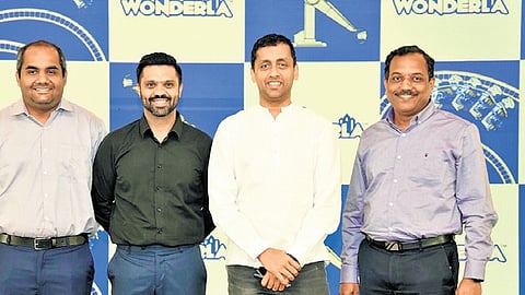 (From left) Vyshakh Ravindran (park head-Chennai), Dheeran Choudhary (COO), Arun K Chittilappilly (executive CMD, Wonderla Holidays), Ajikrishnan AG (VP -Engineering).