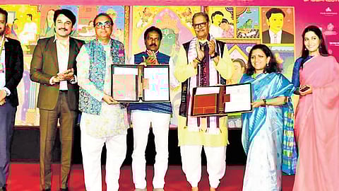 Deputy CM KV Singh Deo, Handlooms, Textile & Handicrafts minister Pradeep Bal Samanta and other guests at the function on Wednesday.