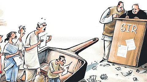 SIR involves booth-level officers (BLOs) visiting households, distributing forms and collecting updated voter details.