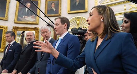 ABC News reporter Mary Bruce as a question as President Donald Trump meets Saudi Arabia's Crown Prince Mohammed bin Salman in the Oval Office of the White House, Tuesday, Nov. 18, 2025, in Washington. 