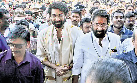 Actor Rana Daggubati arriving to inaugurate the cultural programmes held as part of the 56-day-long Murajapam ritual at Sree Padmanabhaswamy temple in Thiruvananthapuram on Thursday.