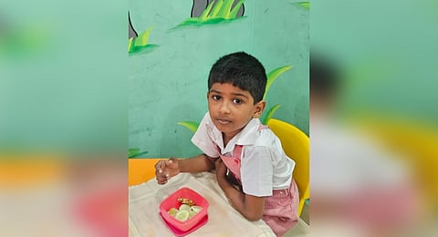 The child, Harshavardhan, was studying in LKG.