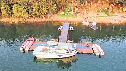 Water sports facilities at the right dyke of Hirakud dam reservoir.